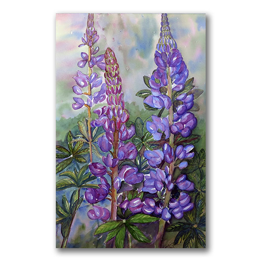 Kathleen Horst watercolor, "Lupines"