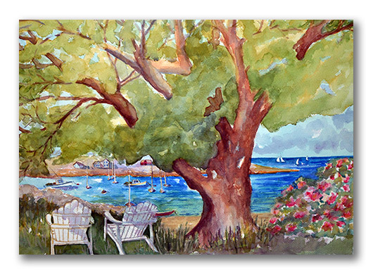 Kathleen Horst watercolor, "Summer at the Cove"